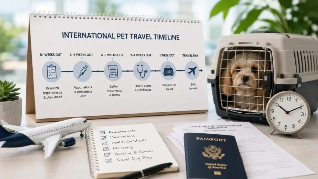 International pet travel timeline — how long it takes to move a dog or cat internationally